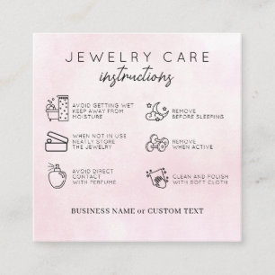 Jewellery Care Thank You Pink Watercolor Business Enclosure Card