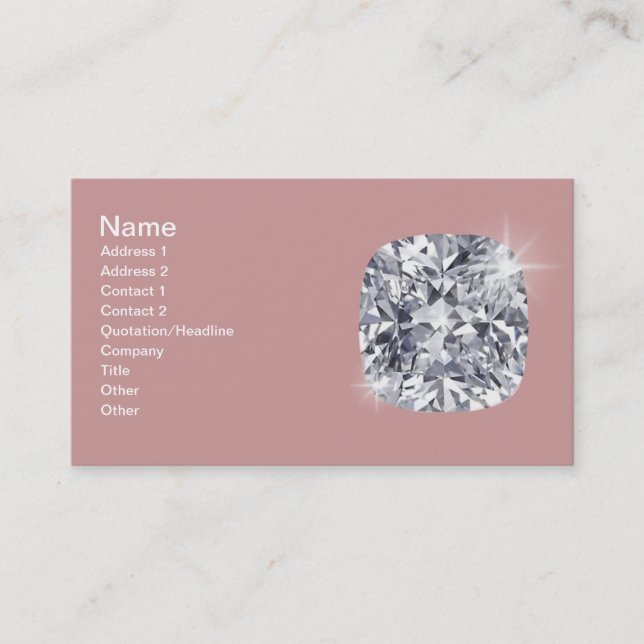 Jewellery chic pinkish business card (Front)