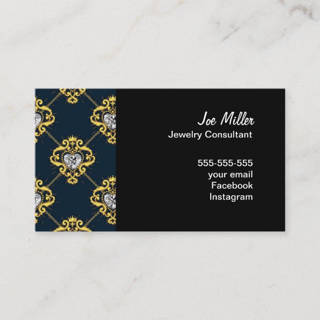 Jewellery Consultant business card- Diamonds Business Card (Front)
