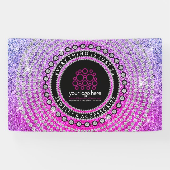 Jewellery Custom Logo Glitter diamond circle Banner (Horizontal)