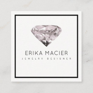 jewellery design chic & elegant white & clear square business card