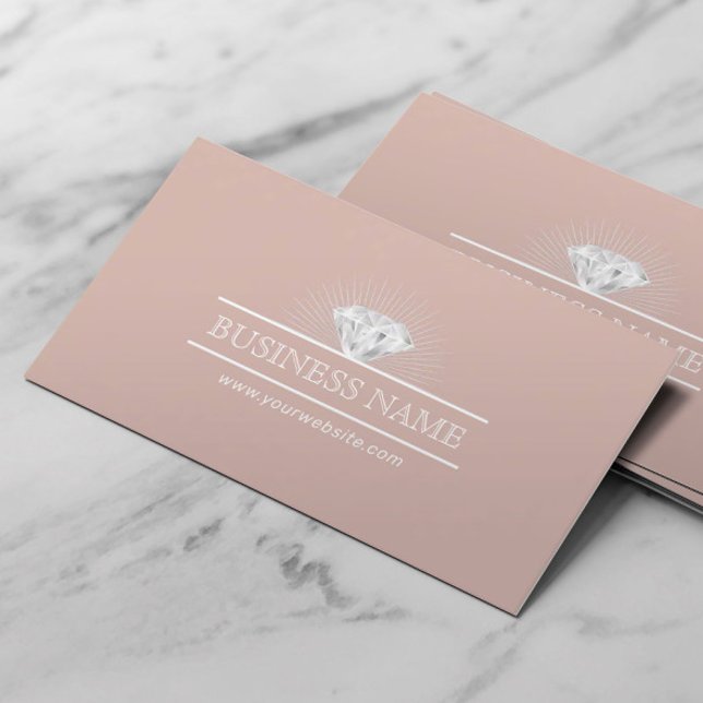 Jewellery Design Diamond jewellery Dusty Rose Gold Business Card (Creator Uploaded)