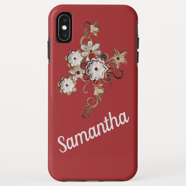 Jewellery Design on Rich Red Background Case-Mate iPhone Case (Back)