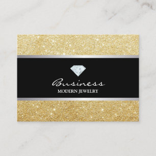 Jewellery Design Stylish Gold Glitter Modern Business Card