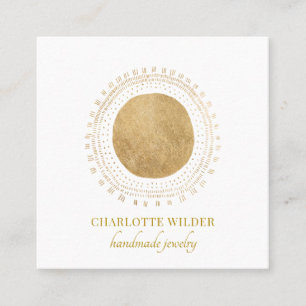 Jewellery Designer Abstract Gold Circle Square Business Card
