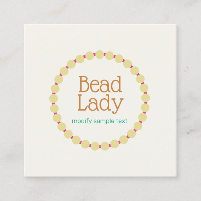  Jewellery Designer, Beaded Jewellery Square Business Card (Front)