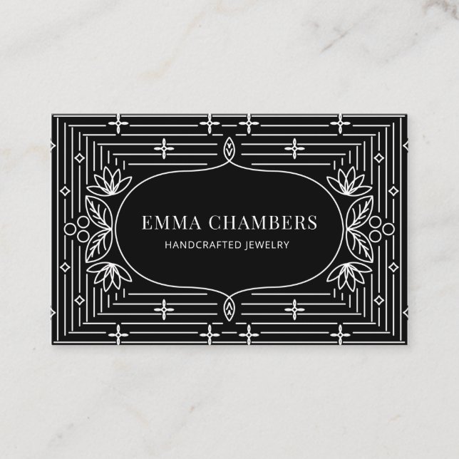 Jewellery Designer Black White Motif Pattern Business Card (Front)