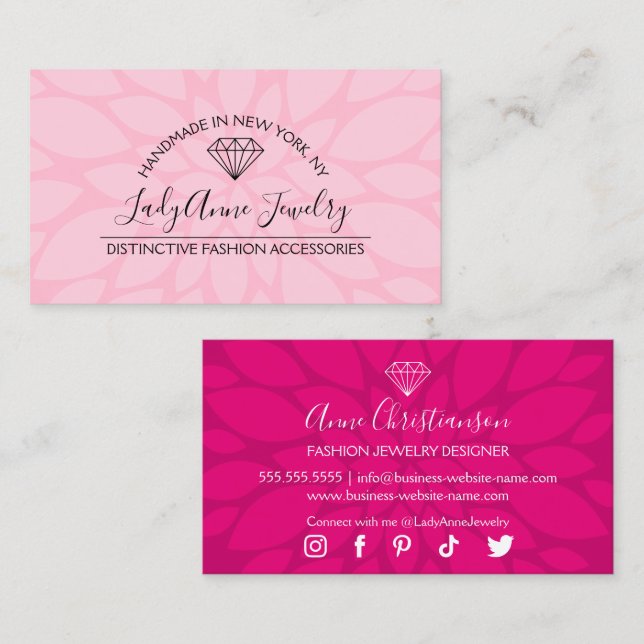 Jewellery Designer Boutique Diamond Beads Gems Business Card (Front/Back)