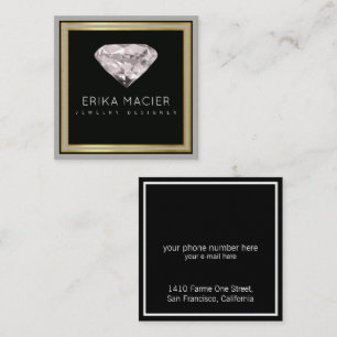 jewellery designer chic & elegant black square business card