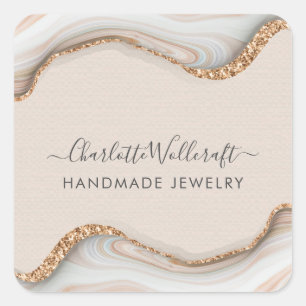 Jewellery Designer Pink Gold Glitter Agate Label