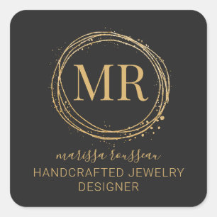 Jewellery Designer Script Gold Black Product Label