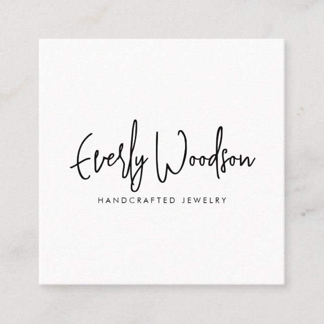 Jewellery Designer Script Signature Square Business Card (Front)