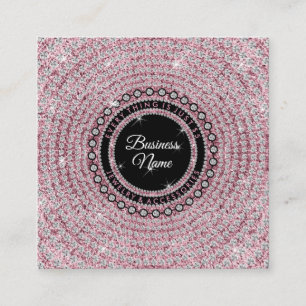 Jewellery Diamond Circle Pink Glitz Bling Elegant Square Business Card