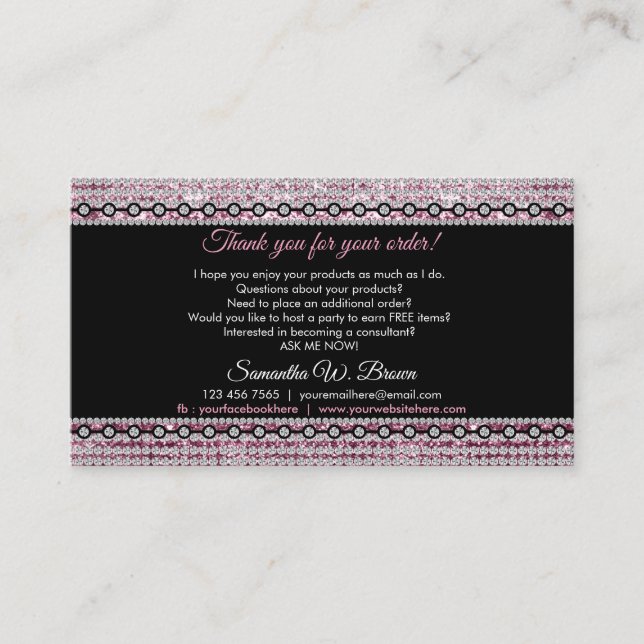 Jewellery Diamond Thank You Business Card (Front)