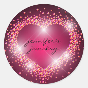 Jewellery Diamonds Gems Heart Bling Business Classic Round Sticker