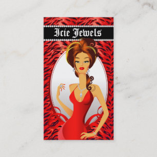 Jewellery Diamonds Red Zebra Heart Business Card