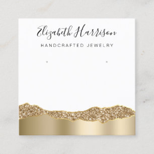 Jewellery Display Glitter Gold Foil Square Business Card