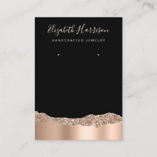 Jewellery Display Glitter Rose Gold Foil Black Business Card