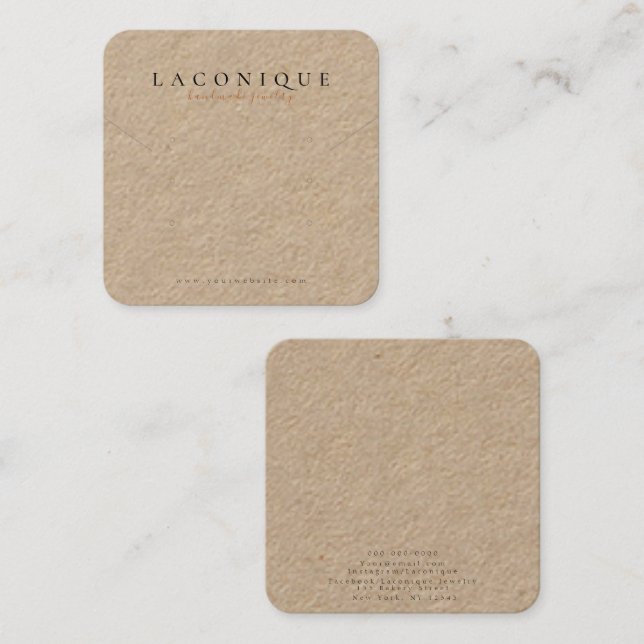 Jewellery Display | Jewellery Earring | Kraft Square Business Card (Front/Back)