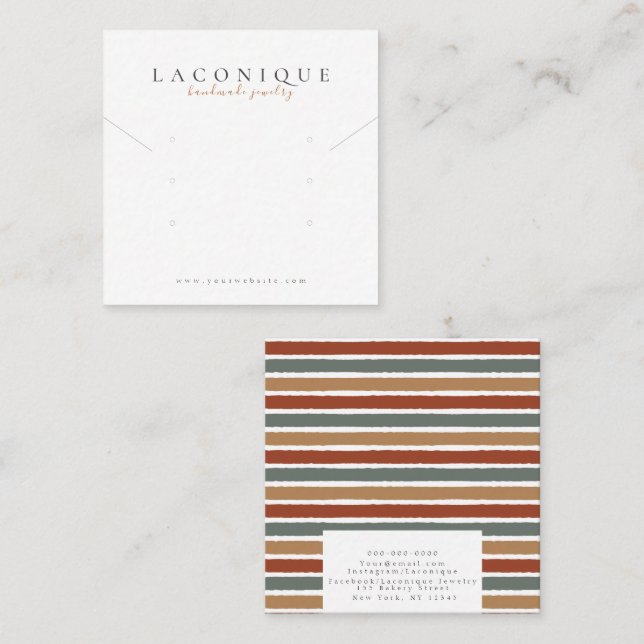 Jewellery Display | Jewellery Earring | Modern Square Business Card (Front/Back)