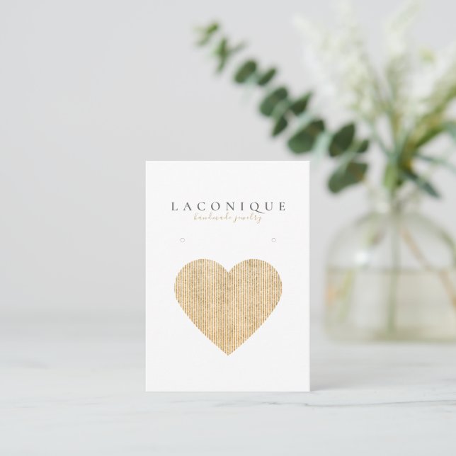 Jewellery Display | Neutral | Gold Heart Business Card (Standing Front)