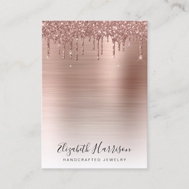 Jewellery Display Rose Gold Glitter Business Card (Front)