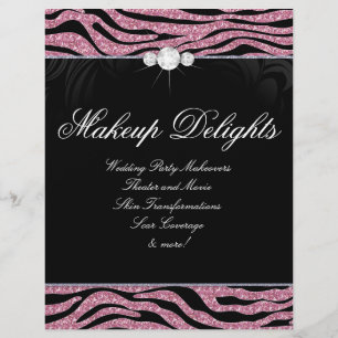 Jewellery Flyer Hair Salon Zebra Glitter Pink