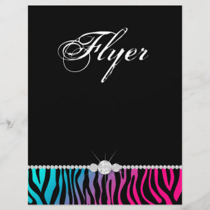 Jewellery Flyer Hair Salon Zebra Pink Blue Purple