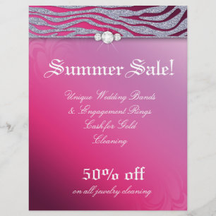 Jewellery Flyer Hair Salon Zebra Sparkle Pink Red