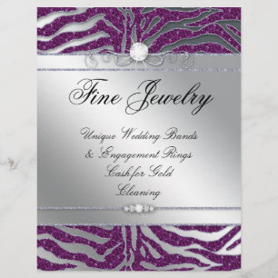 Jewellery Flyer Hair Salon Zebra Sparkle Plum