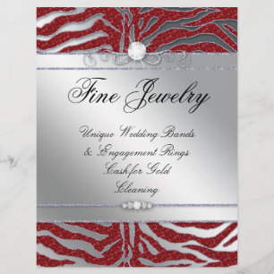 Jewellery Flyer Hair Salon Zebra Sparkle Red