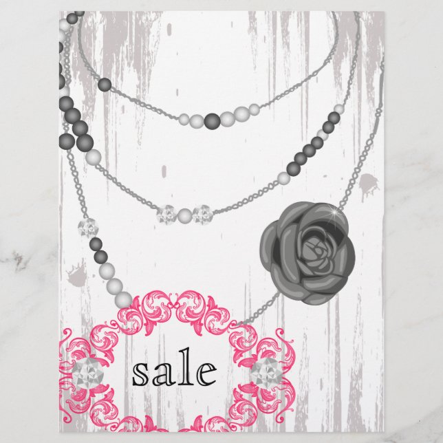 Jewellery Flyer Rose Necklace Grey Pink (Front)