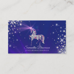 Jewellery Gems Diamond Purple Navy Unicorn Business Card
