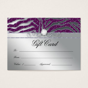 Jewellery Gift Card Luxury Zebra Plum Silver