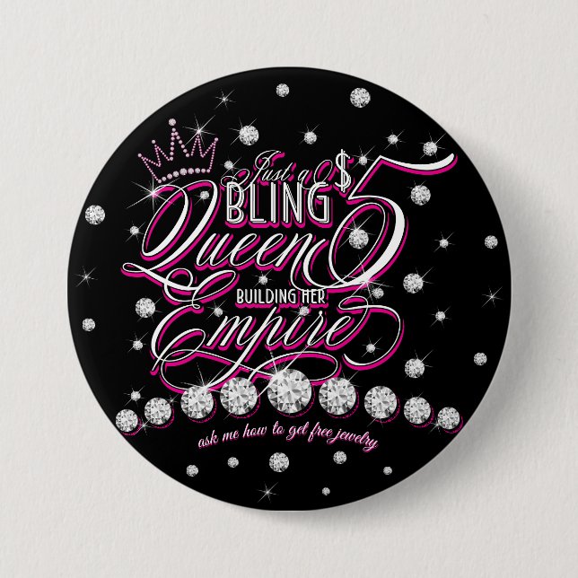 Jewellery Glitter Bling Queen Buttons (Front)