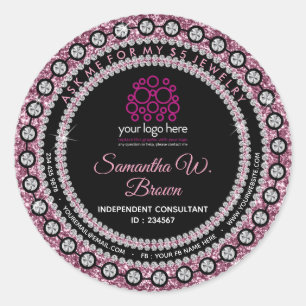 Jewellery Glitter Pink Classic Round Sticker