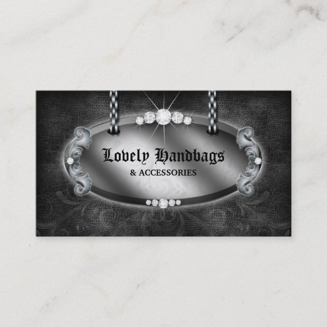 Jewellery Handbag Purse Leather Silver Grey Business Card (Front)