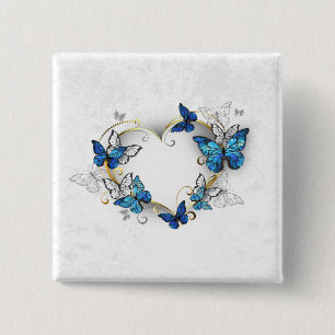Jewellery Heart with Butterflies Morpho 15 Cm Square Badge