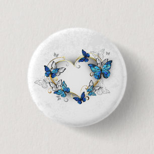 Jewellery Heart with Butterflies Morpho 3 Cm Round Badge