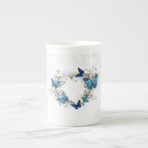 Jewellery Heart with Butterflies Morpho Bone China Mug