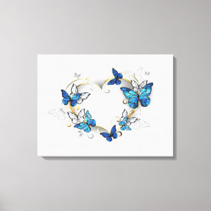 Jewellery Heart with Butterflies Morpho Canvas Print