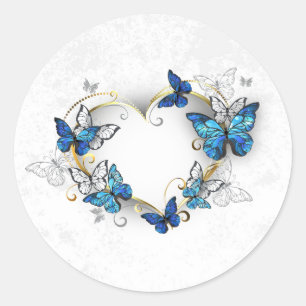 Jewellery Heart with Butterflies Morpho Classic Round Sticker