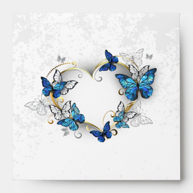 Jewellery Heart with Butterflies Morpho Envelope (Front)