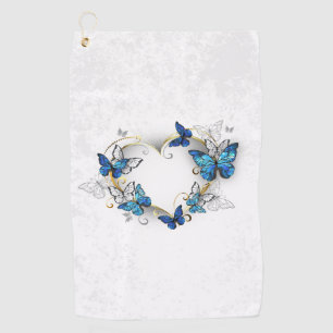 Jewellery Heart with Butterflies Morpho Golf Towel