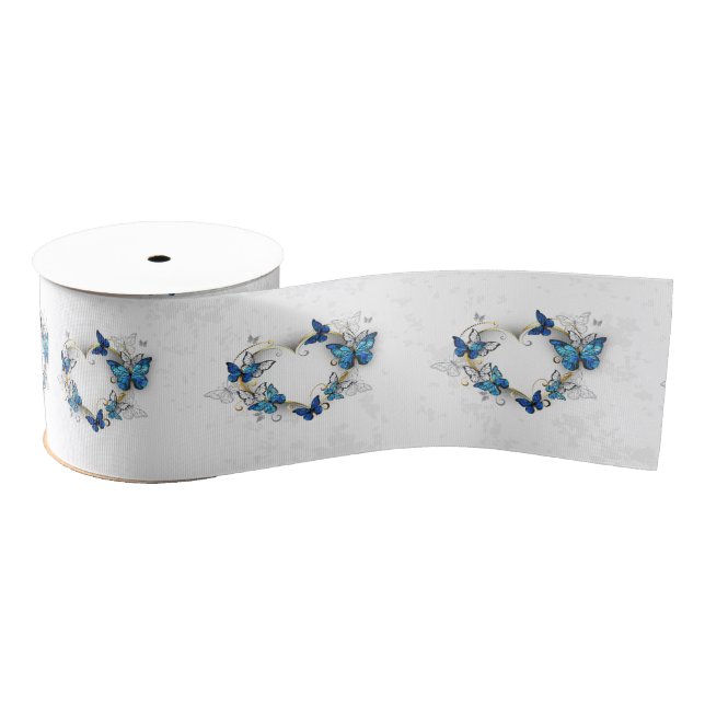 Jewellery Heart with Butterflies Morpho Grosgrain Ribbon (Spool)