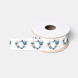 Jewellery Heart with Butterflies Morpho Grosgrain Ribbon