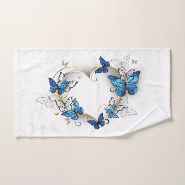 Jewellery Heart with Butterflies Morpho Hand Towel (Hand Towel)