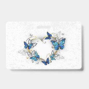 Jewellery Heart with Butterflies Morpho ID Badge