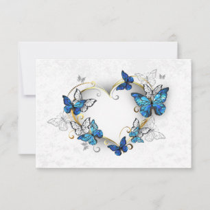 Jewellery Heart with Butterflies Morpho Invitation