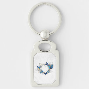 Jewellery Heart with Butterflies Morpho Key Ring